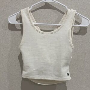 Roxy Cream Ribbed Crop Tank Top